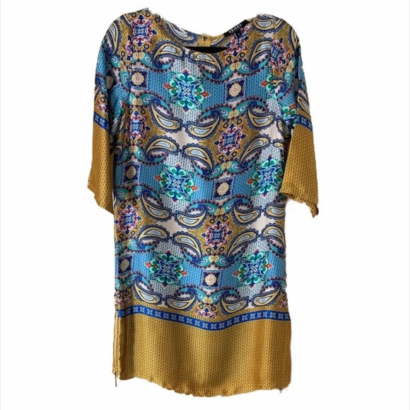 Vegas Collection Boho Paisley Print Satin Dress - Picture 1 of 11